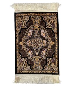Floral Gold 70 x 50cm Silk Machine Made Small Rug
