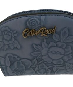 Floral Round Zipped Card Wallet - Blue