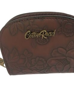 Floral Round Zipped Card Wallet - Brown
