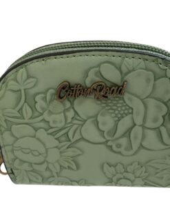 Floral Round Zipped Card Wallet - Green