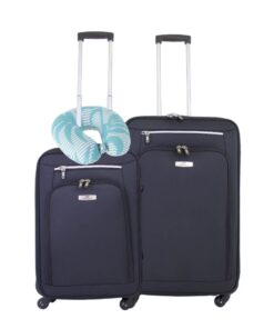 Florida On Board Soft Shell Luggage Suitcase with Neck Pillow - 60cm & 69cm - Blue