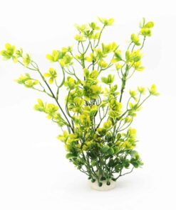 Flower Tree Tall Size Plastic For Fish Tank - 30cm (Yellow)