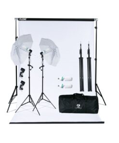 Floxi 300W White 1.37m PVC Backdrop and Umbrella Light Kit Bundle