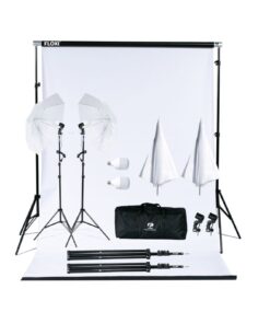 Floxi 400W White 1.37m PVC Backdrop and Umbrella Light Kit Bundle