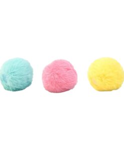 Fluffy Plush Cat Ball Toys Interactive Chirping Balls Cat Kicker Toys-3Piece