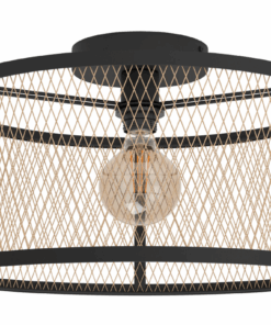 Flush Mount Mesh Ceiling Light -Black & Gold