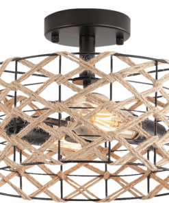 Flush Mount Woven Hessian Ceiling Light