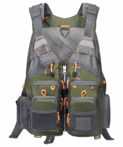 Fly Fishing Vest Multi-Pockets Adjustable Safety Jacket Floating Device - Green