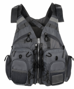 Fly Fishing Vest Multi-Pockets Adjustable Safety Jacket Floating Device - Grey