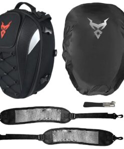 FocusBags Expandable 37L Motorbike Helmet Tail Bag Backpack with Key Chain - Red