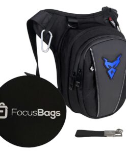 FocusBags Waterproof Motorcycle Waist Bag With Mouse Pad & Keychain Bundle - Blue