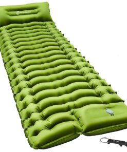 FocusOutdoor Ultralight Camping Mattress with Built-in Foot Pump & Pillow - Green