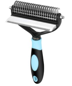 FocusPet 2 in 1 De-Shedding And De-Matting Pet Grooming Comb for Dog - Blue