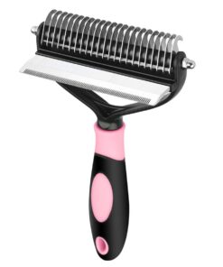 FocusPet 2 in 1 De-Shedding And De-Matting Pet Grooming Comb for Dog - Pink