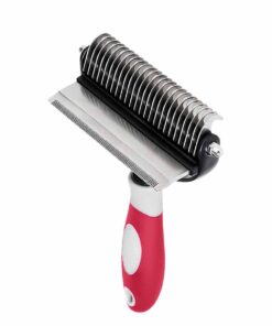 FocusPet 2 in 1 De-Shedding And De-Matting Pet Grooming Comb for Dog - Red