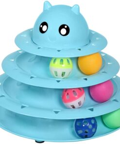 FocusPet 3 Layer Interactive Turntable Cat Toy - Blue