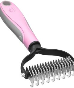 FocusPet Double-Sided Pet Grooming Brush for Shedding and Hair Removal - Pink