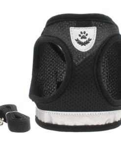 Focuspet Extra-Large Adjustable Reflective Padding Dog Pet Vest Harness - Black