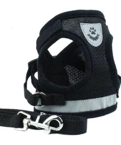 Focuspet Extra Small Adjustable Reflective Soft Padding Dog Vest Harness - Black