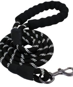 FocusPet Reflective Nylon Dog Traction Braided Rope Dog Leash - Black