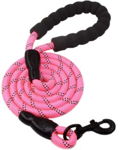 FocusPet Reflective Nylon Dog Traction Braided Rope Dog Leash - Pink