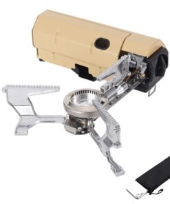 Foldable 2600W Camping Outdoor Gas Stove with Storage Bag & Windscreen Set