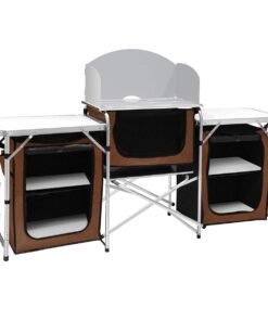 Foldable Aluminum Campground Camping Kitchen Double Table