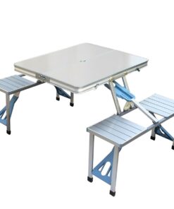 Foldable Aluminum Picnic Table with 4 Seats Portable Outdoor Camping Table