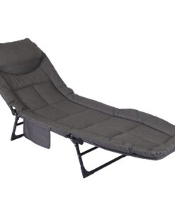 Foldable Camping Bed Camping Stretcher with Pad and Pillow Folding Recliner - Dark Grey