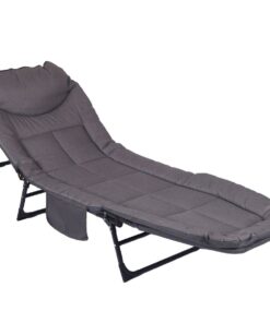 Foldable Camping Bed Camping Stretcher with Pad and Pillow Folding Recliner - Grey