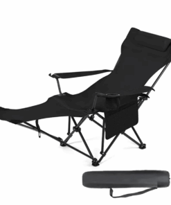 Foldable Chair Outdoor Portable Adjustable Recliner Outdoor Folding Chair - Black