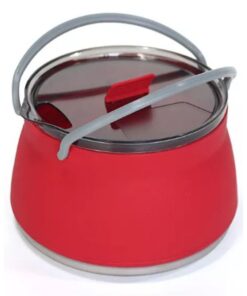 Foldable Compact Outdoor Silicone Pot Kettle 1.1L Capacity BPA Free - Red