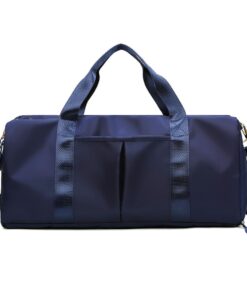 Foldable Duffle Bag Travel Waterproof Sport Gym Bag with Shoe Compartment - Blue