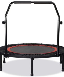 Foldable Fitness Bounce Exercise Trampoline with Adjustable Handle Bar100cm