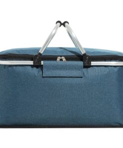 Foldable Foil Insulated Picnic Basket Food Beverage Carrier Bag Cooler Bag - Blue