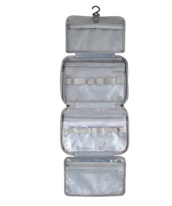 Foldable Large Capacity Travel Zipper Cosmetic Bag with Hanging Hook - Grey