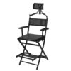 Foldable Leather Director Chair Makeup Chair with Headrest Leather Armchair