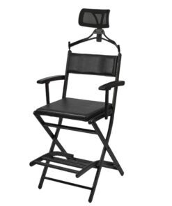Foldable Leather Director Chair Makeup Chair with Headrest Leather Armchair