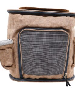 Foldable Pet Dog Cat Carrier Bag Travel Backpack (Medium) - Light Brown