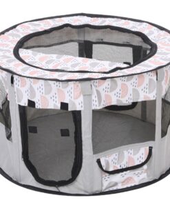 Foldable Pet Playpen-110x55CM - Semicircle grey