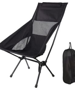Foldable Portable Lightweight Outdoor Fishing Chair With High Backrest - Black