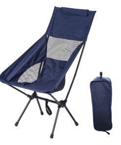 Foldable Portable Lightweight Outdoor Fishing Chair With High Backrest - Blue