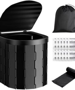 Foldable Portable Travel Camping Toilet Portable Toilet - Black