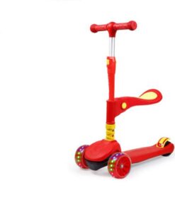 Foldable Scooter With Reinforced Seat Exercise Balance for Kids - Red