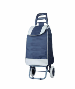 Foldable Shopping Trolley Bag on Wheels - Navy Blue