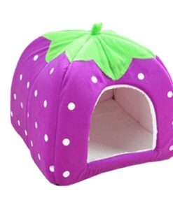 Foldable Soft Strawberry Pet House - Purple (Size: XL)