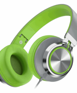 Foldable Wired Gaming Headset With Hi-Fidelity Stereo Sound -Green & Silver