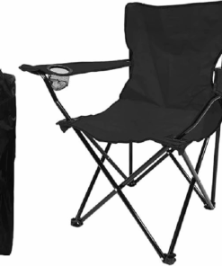 Folding Camping Chair Fishing Seat With Armrest Black