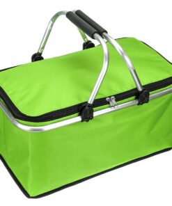Folding Insulated Picnic Cooler Bag with Aluminum Handles - Green