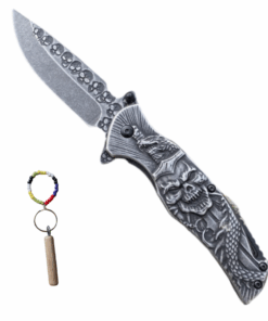 Folding KnifeTactical Hunting Skull & Snake with Rod Ring